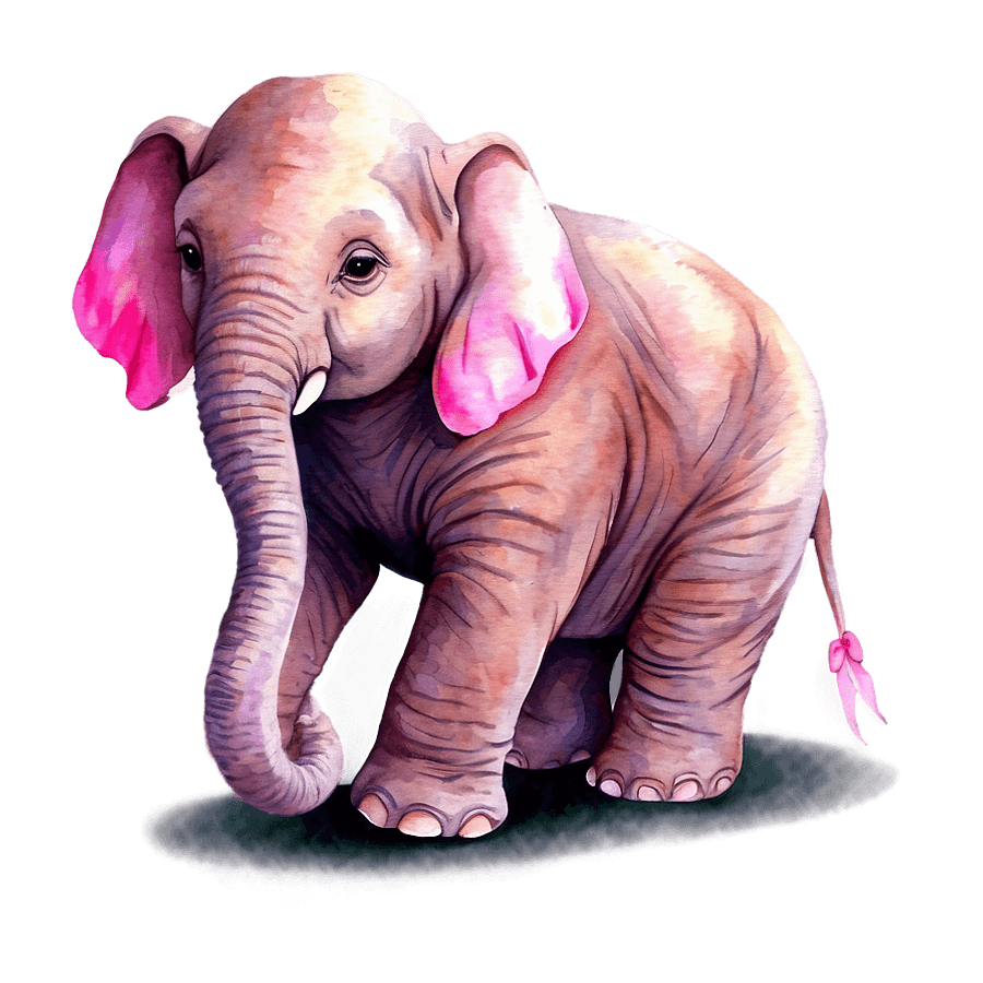 Pink Elephant Watercolor PNG cra31