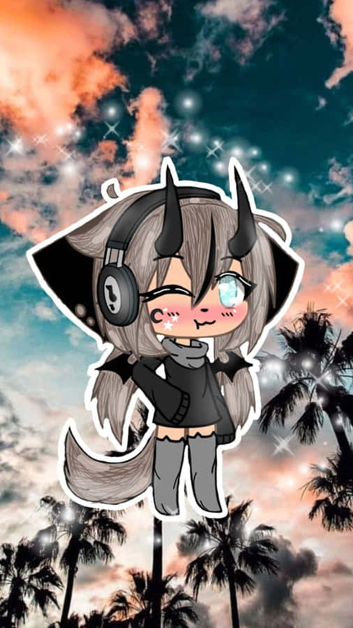 Personagem de Gacha Life com Fones de Ouvido