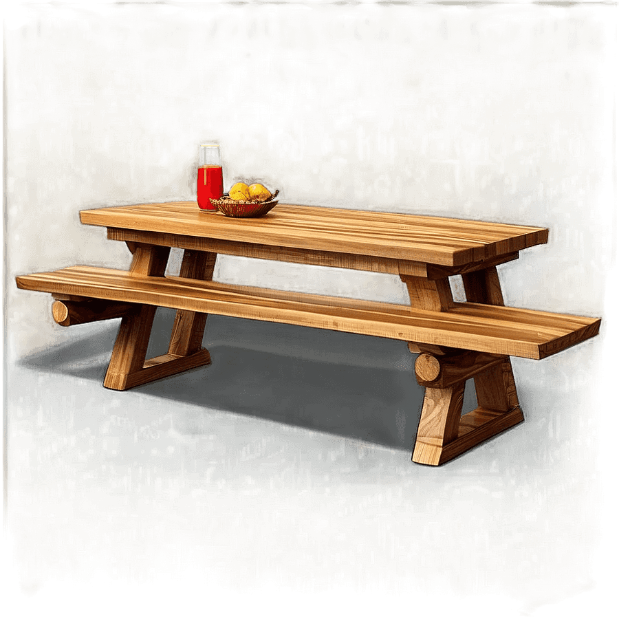 Dinner Table with Bench PNG 06132024