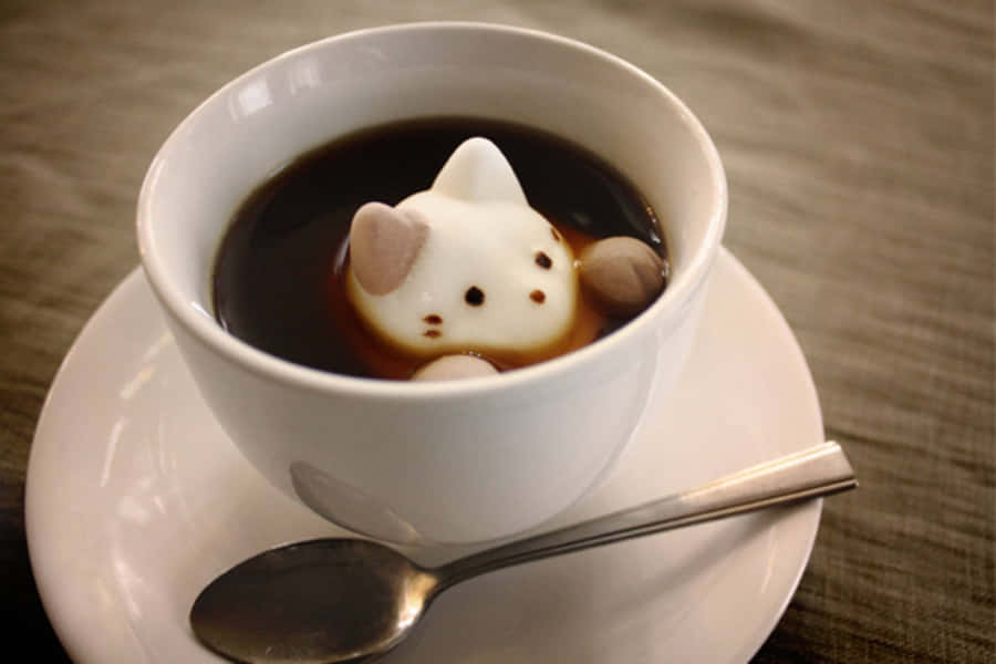 Miteinem Lächeln eine warme Tasse Kaffee genießen