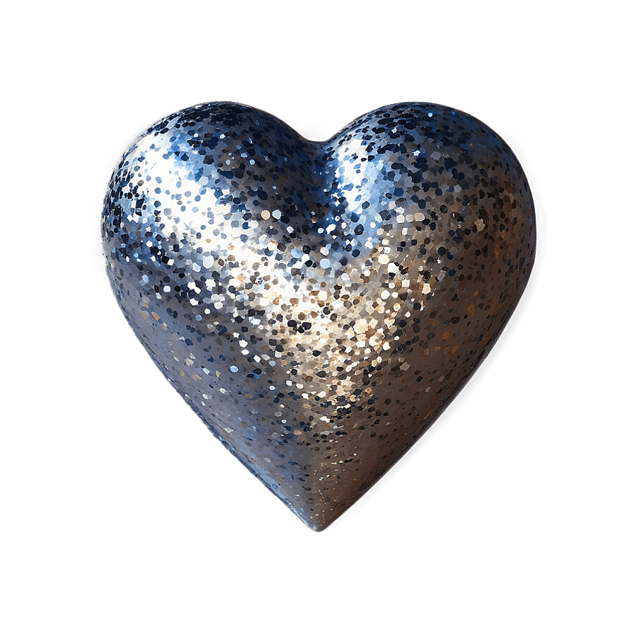 Silver Glitter Heart PNG uyy77