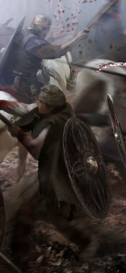 iPhoneXS Max Hintergrundillustration des wilden Kriegers in Total War: Attila