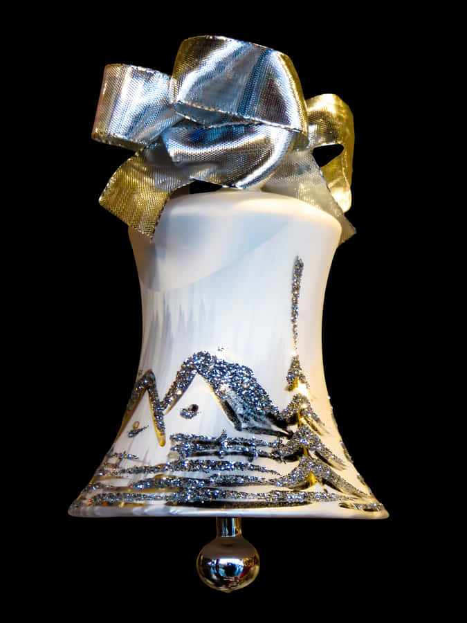 Silver Bowed Christmas Bell Ornament