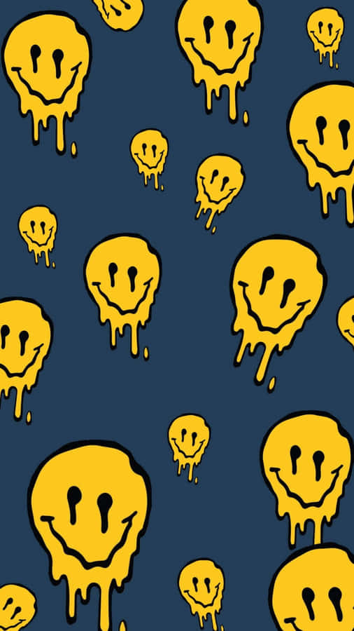 Trippy schmelzende Smiley-Gesichter Hintergrund