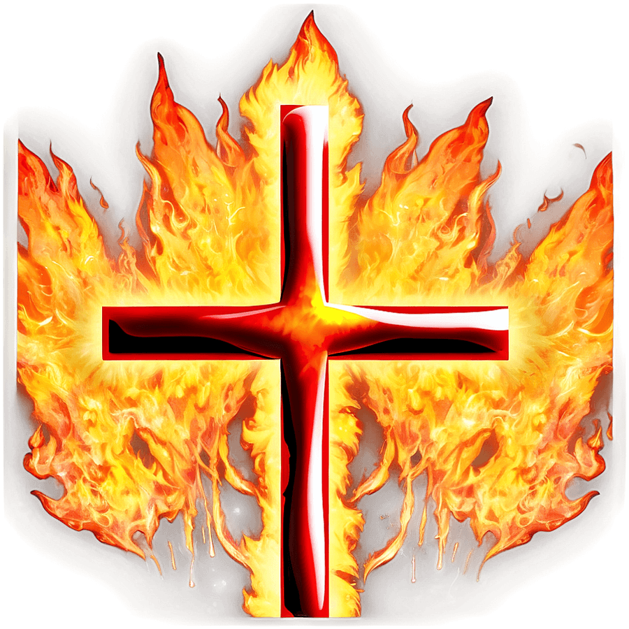 Thin Cross in Flame PNG ktq