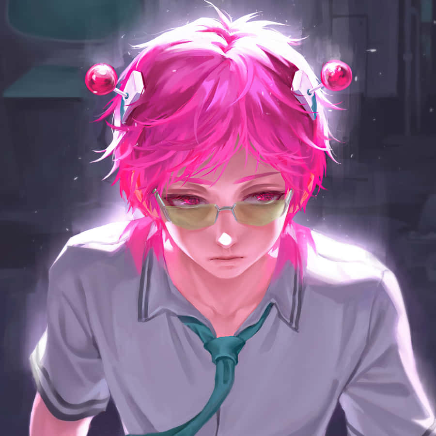 Anime-Charakter mit pinken Haaren Kunstwerk