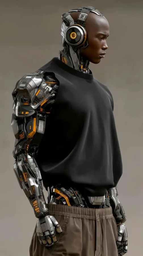 robot,bionic,cyborg,futuristic,detailed,metallic,human-robot,AI,technology,science fiction,innovation,advanced,cyber,machine
