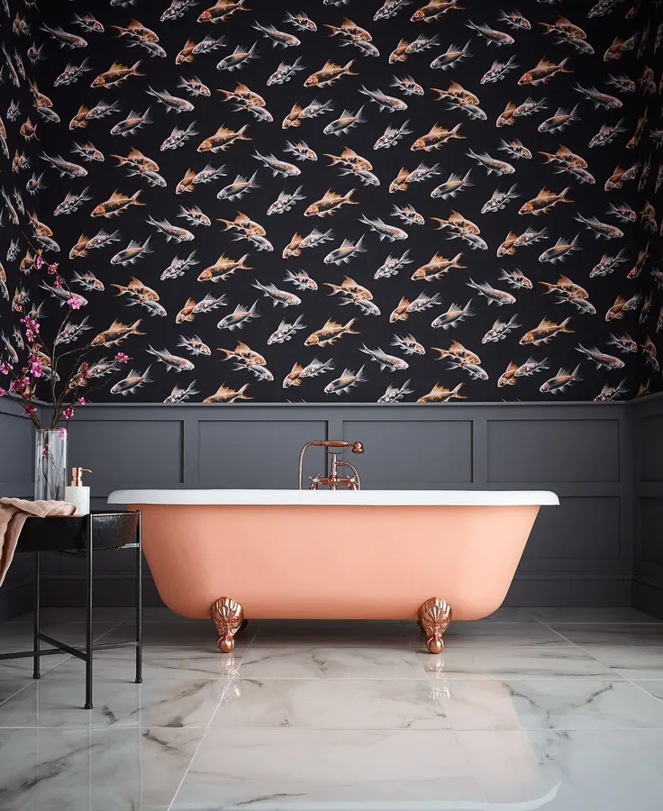 Bathroom Fish Patterned Walls