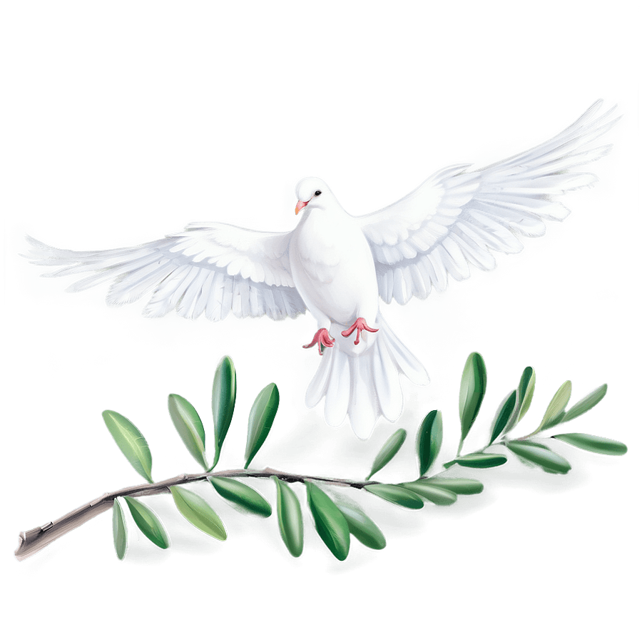 White Dove with Olive Branch PNG 14