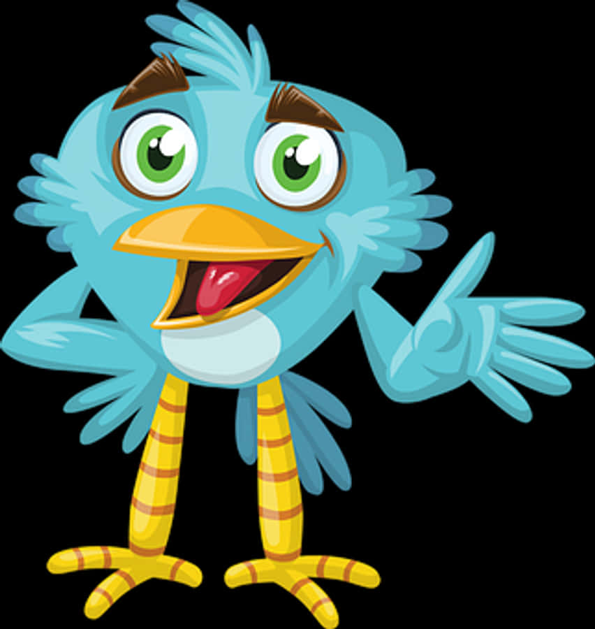 Cartoon Blue Bird Pointing