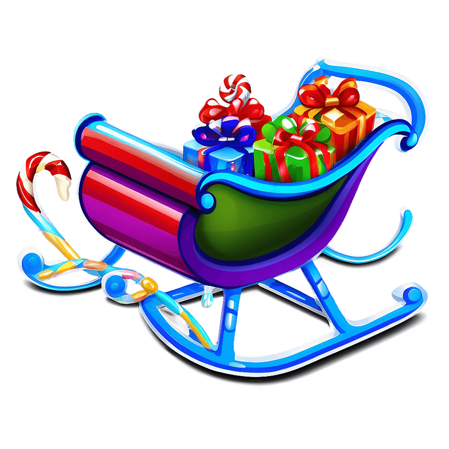 Sleigh with Candy Canes PNG 05262024