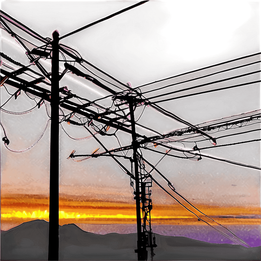 Sunset Behind Power Lines PNG dbx32
