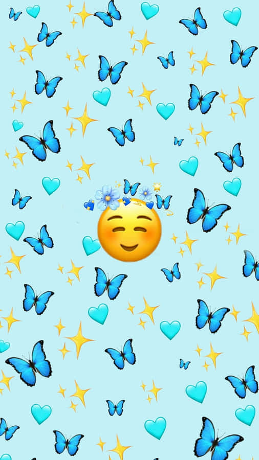 Fundo de Borboletas Emojis Estrelas Abençoadas