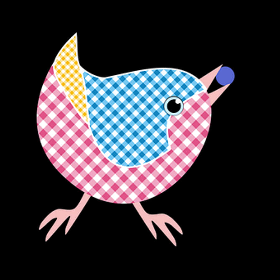 Colorful Checkered Pattern Bird Illustration