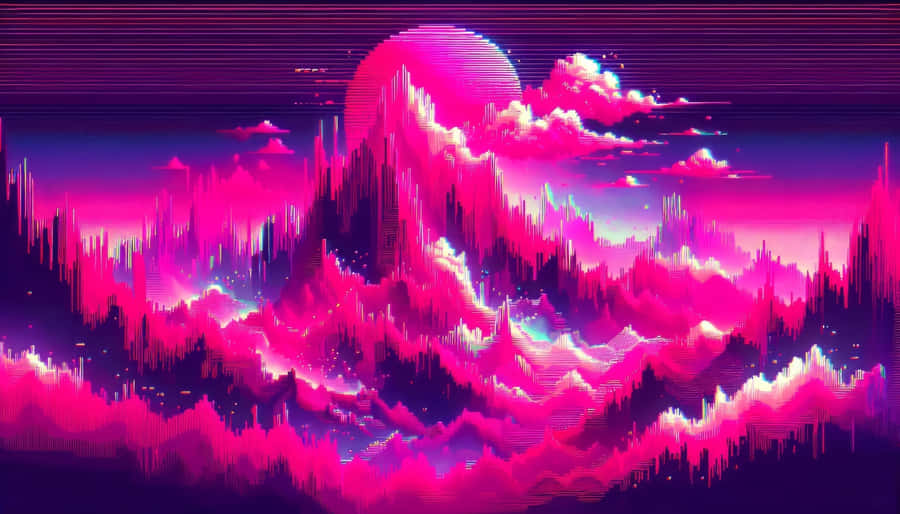 Paesaggio Neon Retro Synthwave