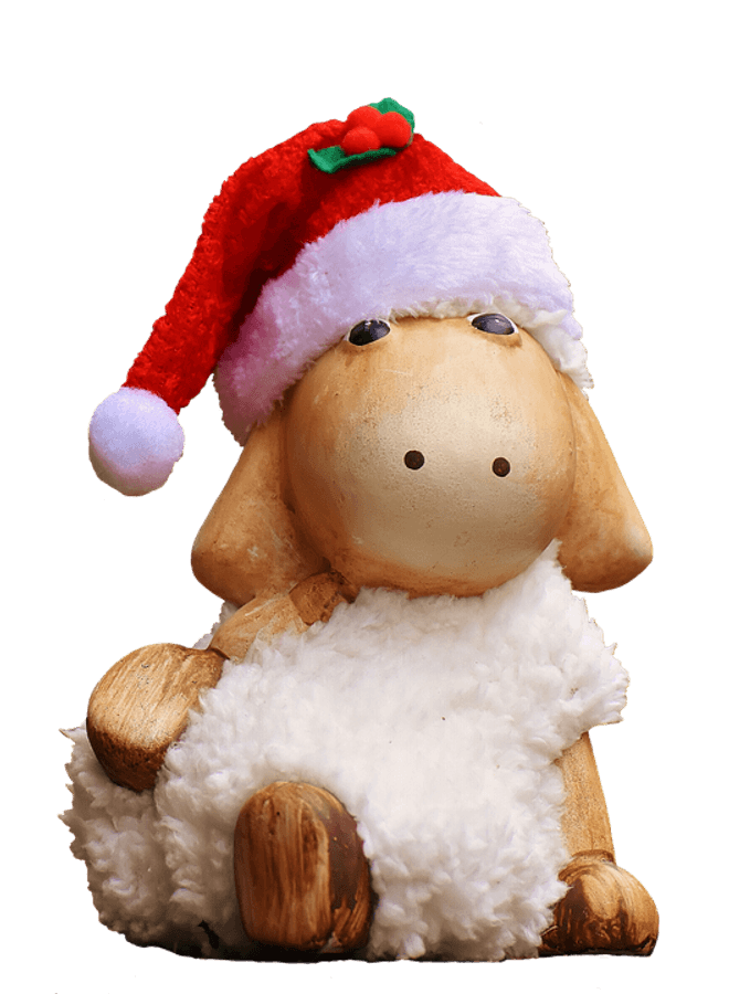 Christmas Sheep Decorationwith Santa Hat