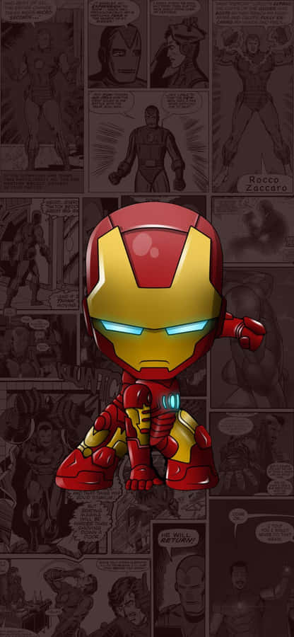 Chibi Iron Man Comic Hintergrund Handy Wallpaper