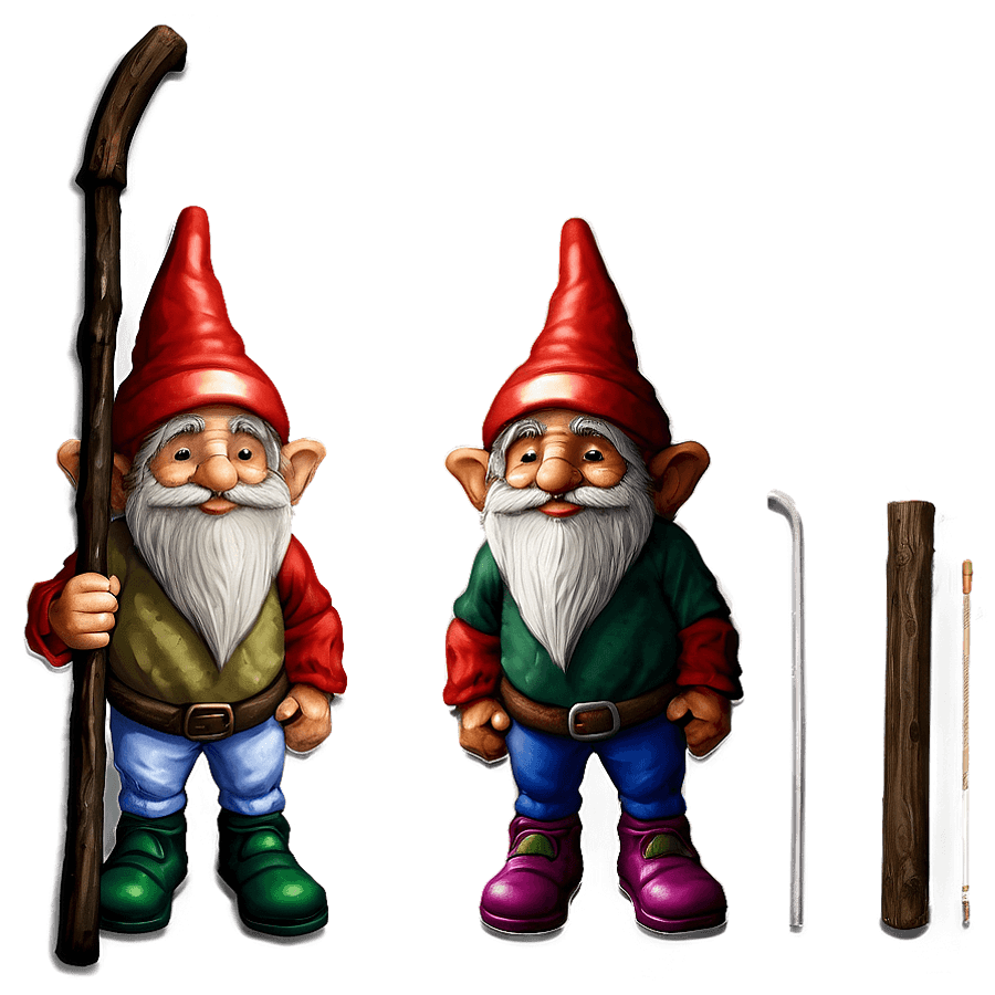 Gnome with a Walking Stick PNG 05252024