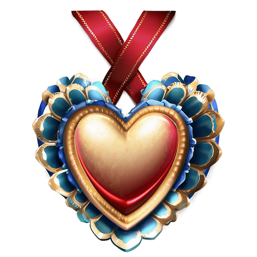 Love Heart Ribbon Banner PNG 06242024