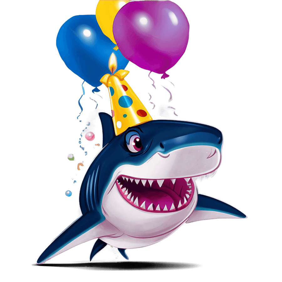 Charming Birthday Shark PNG 06292024