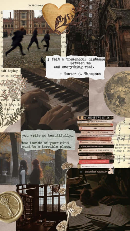 Collage estetico di libri scuri