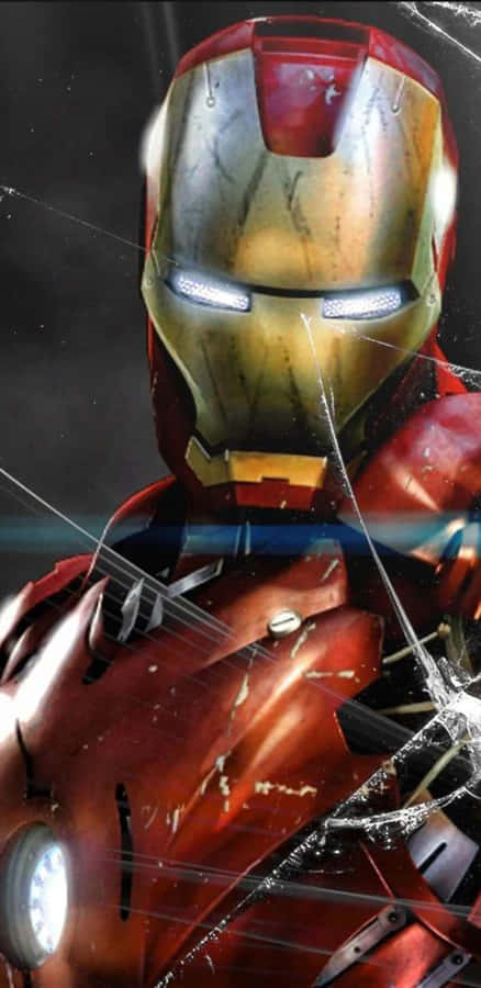 Pixel3XL Iron Man Hintergrund mit schmutziger und beschädigter Rüstung