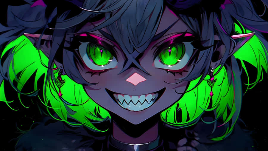 Anime Vampiro con Occhi Neon Verdi