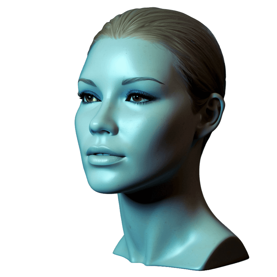 Realistic Female Mannequin Head PNG kvg8