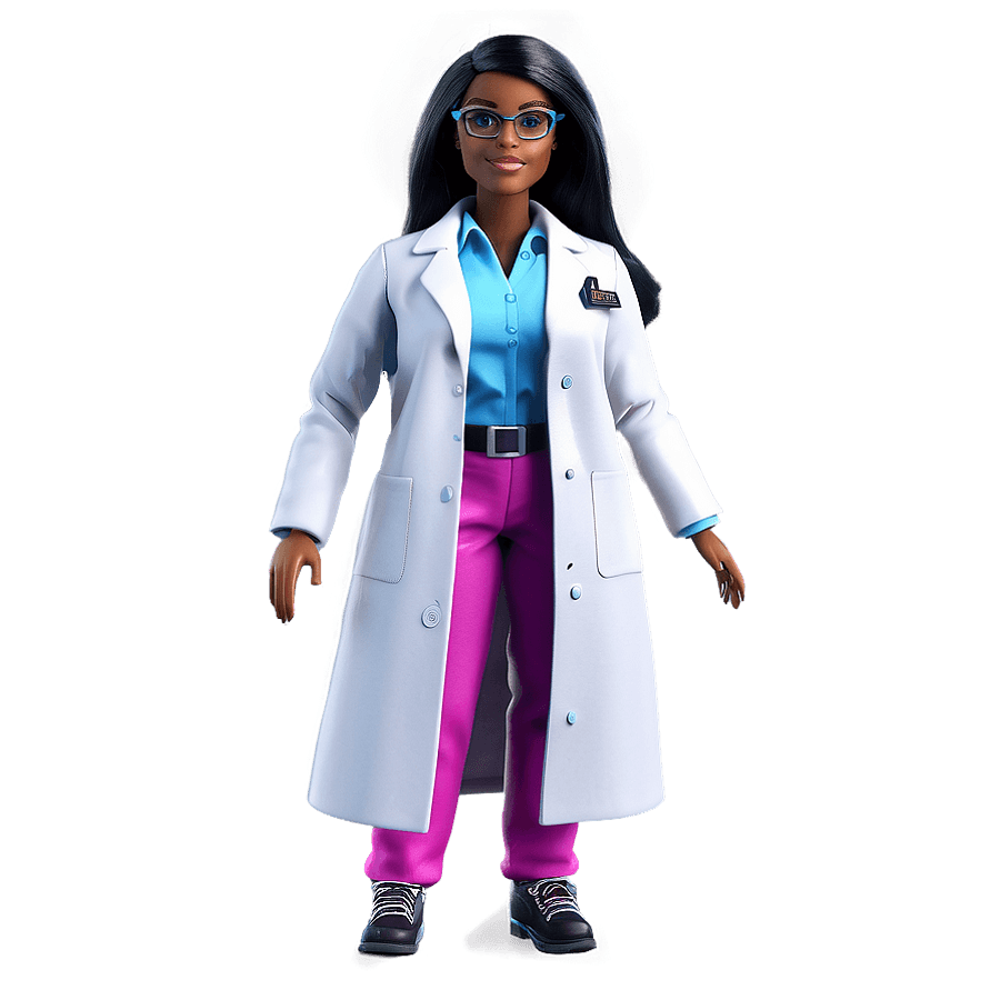 Black Barbie as a Scientist PNG fna43