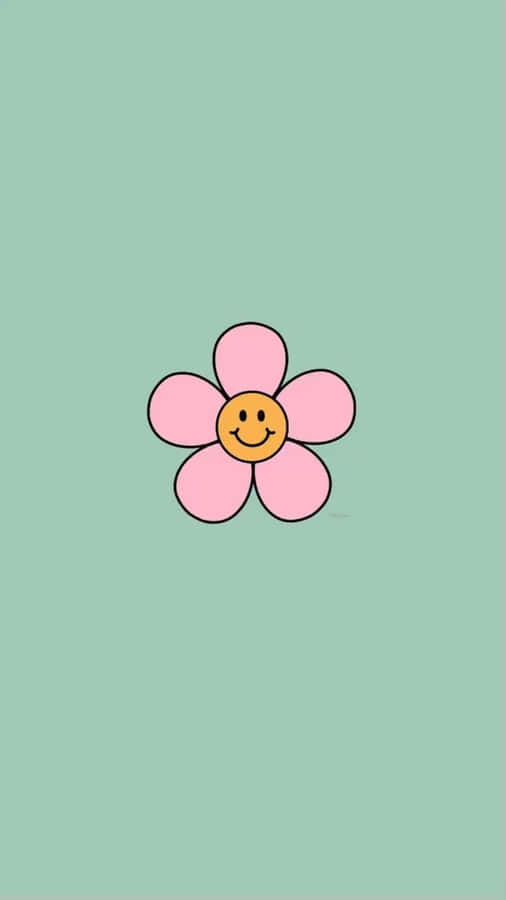Ilustração de Cartoon de Flor Rosa Sorridente
