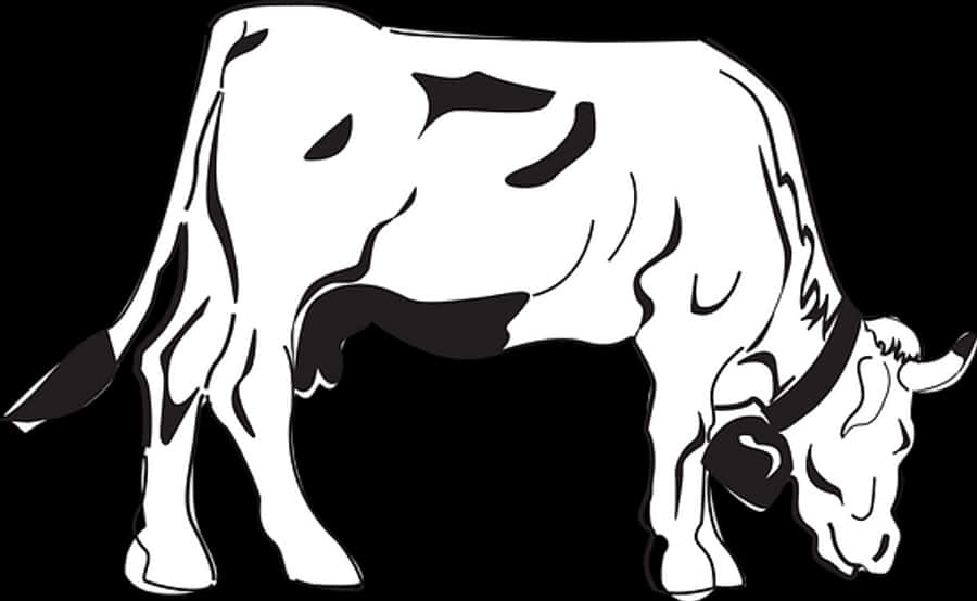 Blackand White Cow Illustration