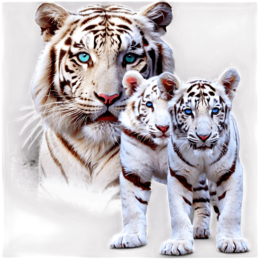 White Tiger with Cubs PNG 06252024