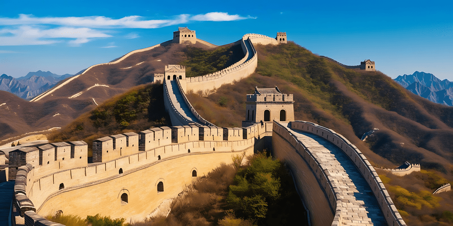 great wall,China,sunlight,ancient,architecture,landscape,scenic,travel,mountain,sky,historic,wall,stone,heritage,Asia