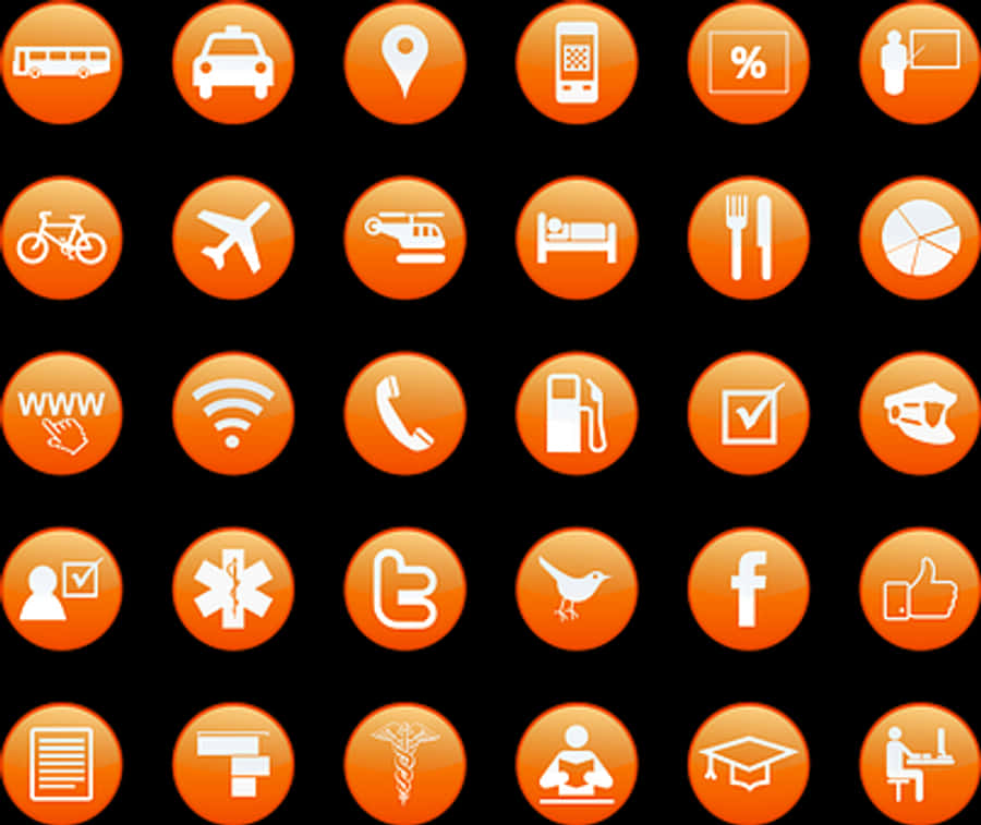 Orange Background Service Icons