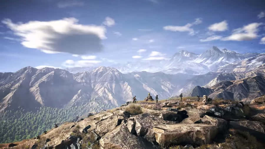 HdGhost Recon Wildlands Hintergrund Leute auf einem Berg unterwegs.