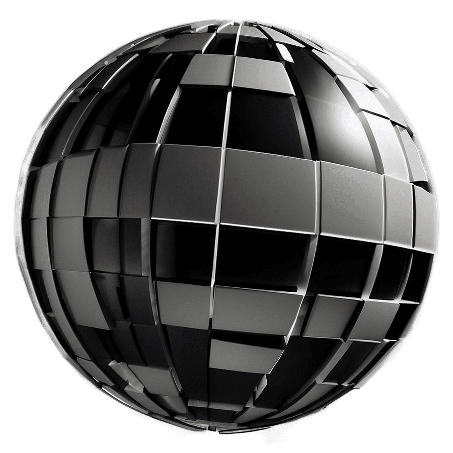 Stylized Black and White Globe PNG 06282024