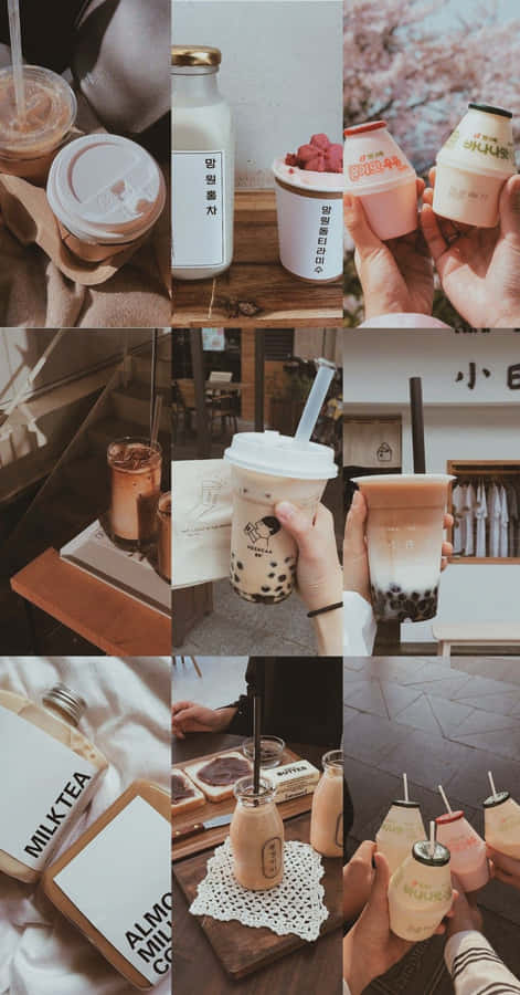 Collage Estetico di Boba Tea