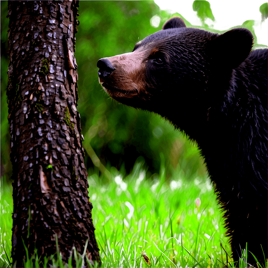 Curious Black Bear Cub PNG 76