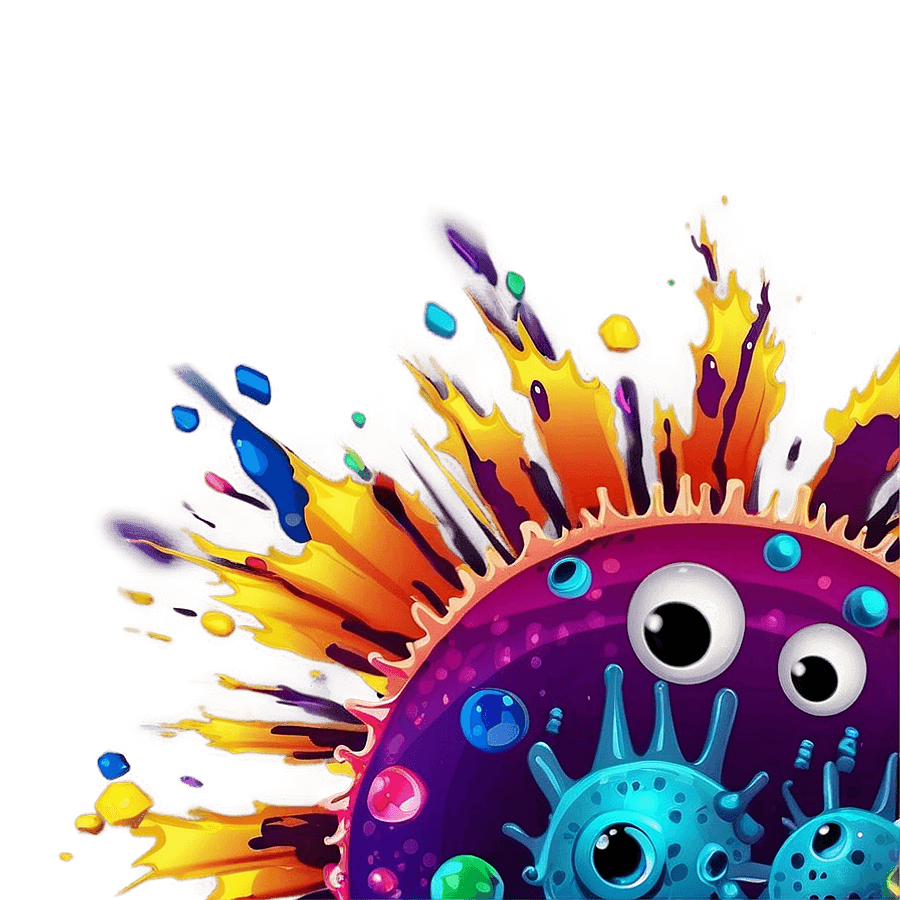 Colorful Virus Cartoon PNG 06282024