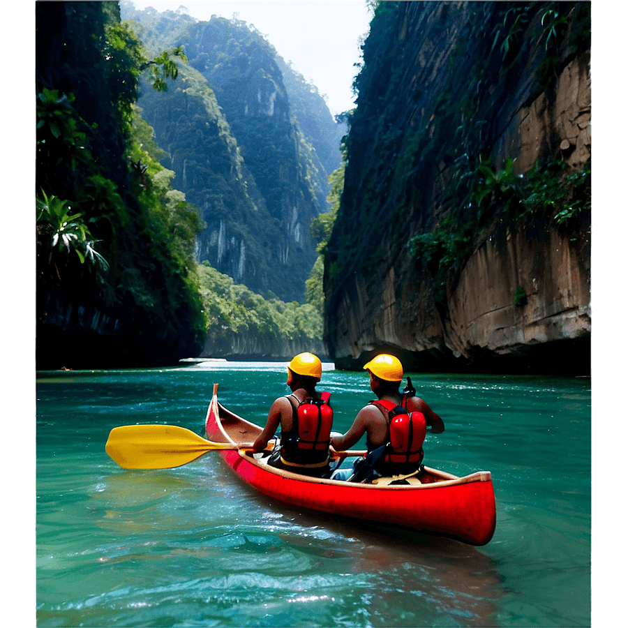 Canoe Journey Through Canyon PNG fuq