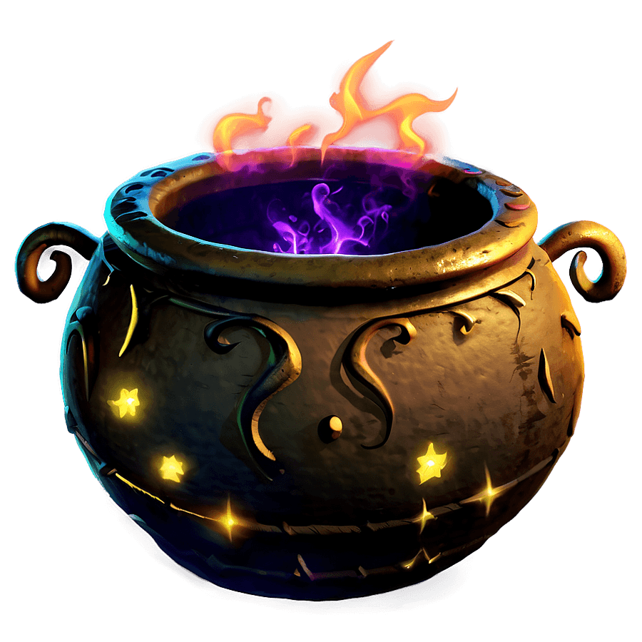 Glowing Witch Cauldron PNG 06292024