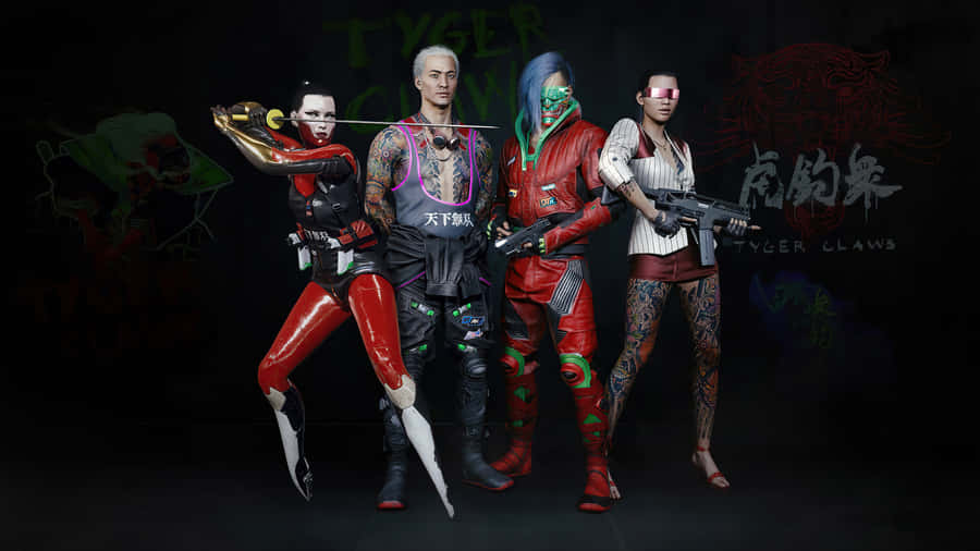Cyberpunk2077 Karaktärer 3840 x 2160 bakgrundsbild