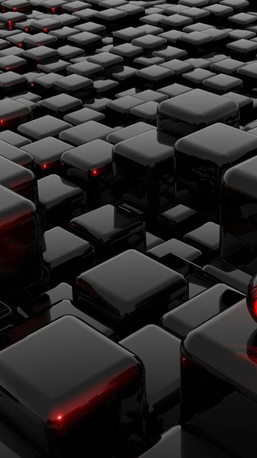Download 3d Iphone Shiny Black Cubes Wallpaper