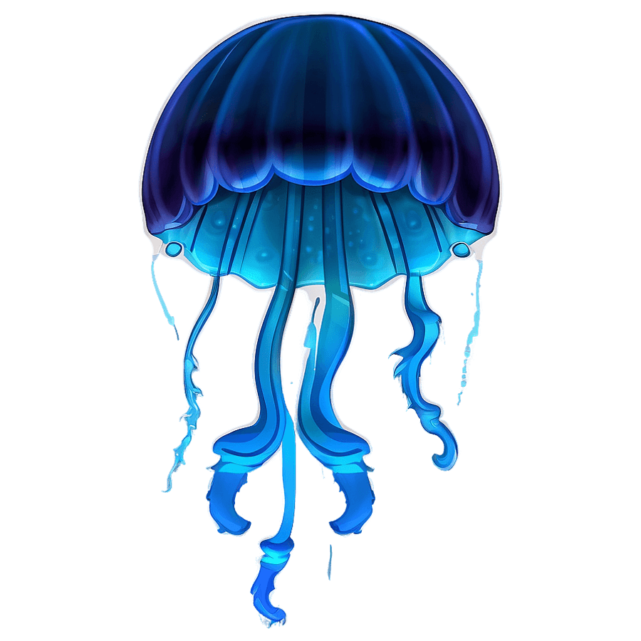 Floating Moon Jelly Silhouette PNG 06292024
