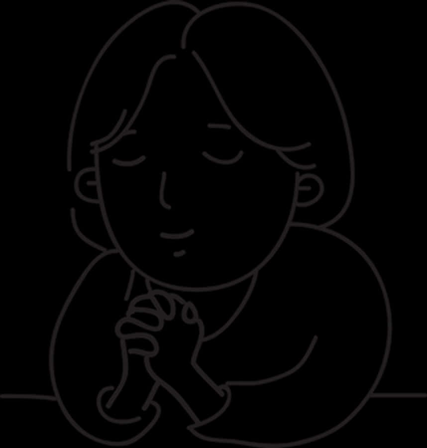 Contemplative Figure Line Art