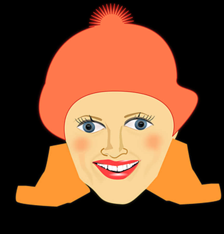 Smiling Face Orange Hat Illustration