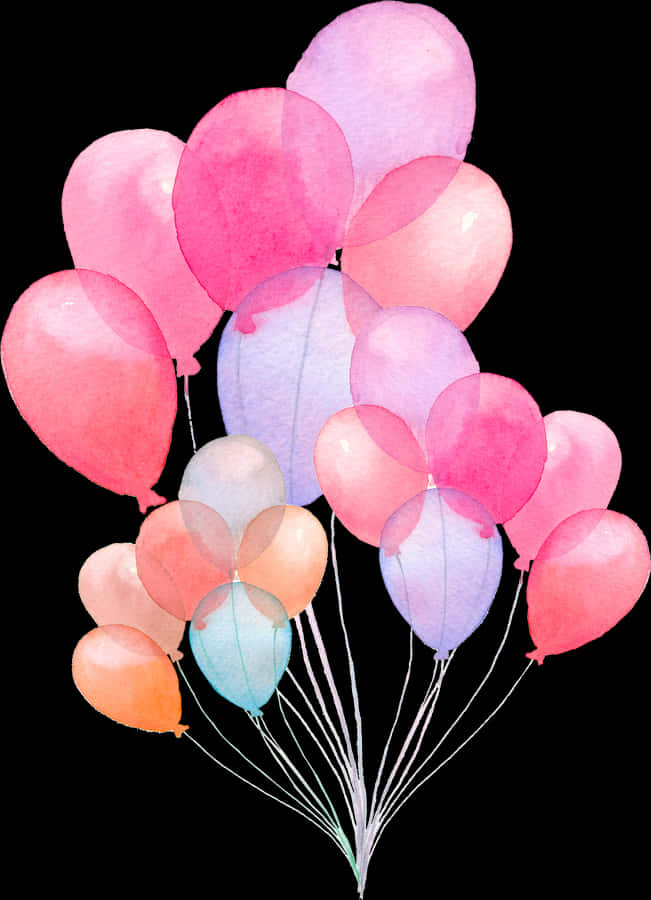 #ftestickers #watercolor #balloons #colorful - Watercolor Balloons Transparent Background, HD Png Download