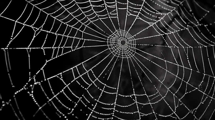 Fotografia Macro de Teia de Aranha com Orvalho