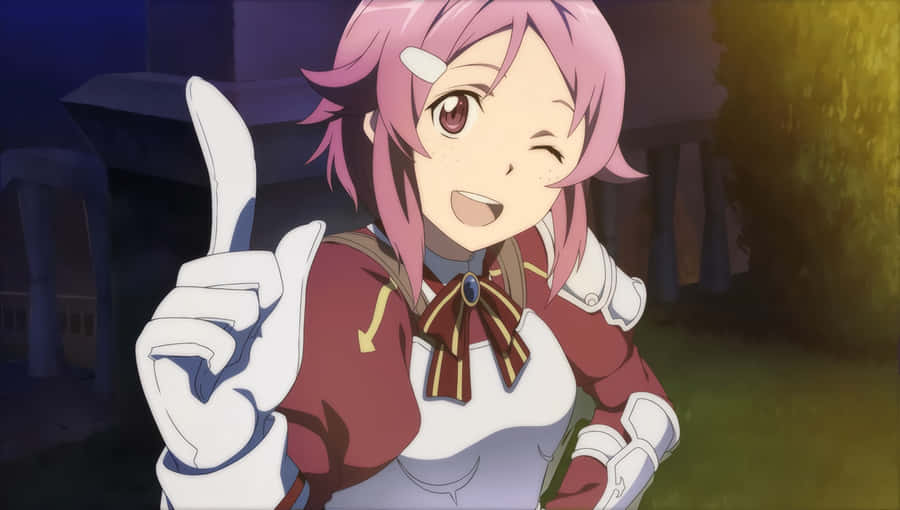 Lisbethnel suo negozio di fabbro, pronta a forgere potenti armi in Sword Art Online.
