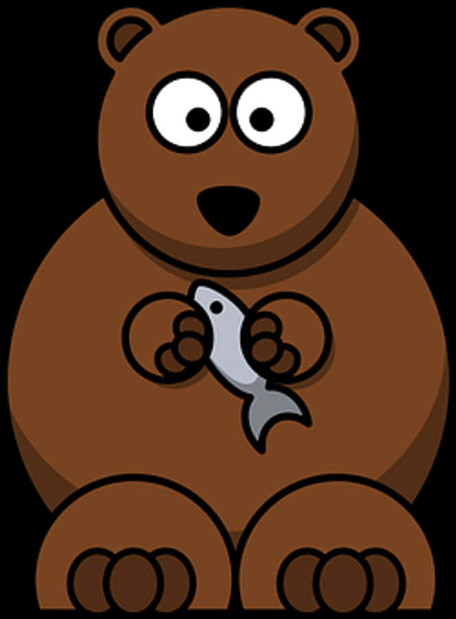 Cartoon Bear Holding Fish